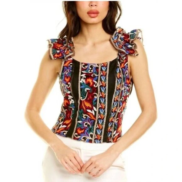 Eva Franco Tops - Anthropologie Eva Franco Embroidered Corset Top  Florence Size Medium